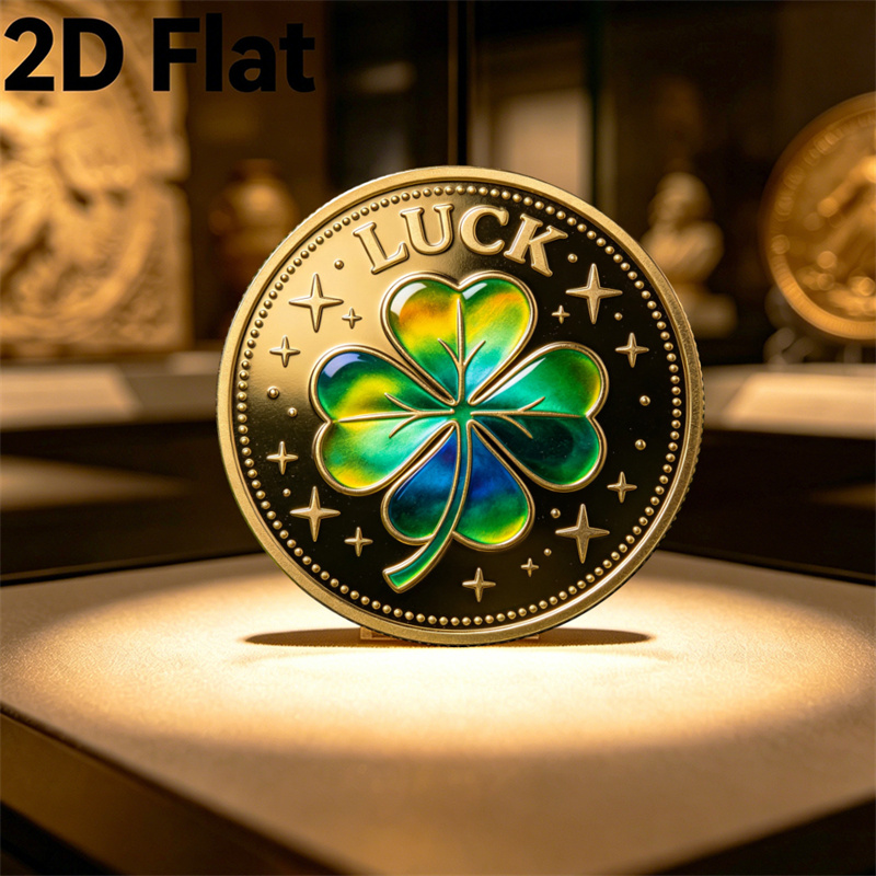 TEMU 1pc, Clover And Horseshoe Commemorative Coin, Double-sided Collectible Coin, Luck And Theme Token, Protection Amulet, Calming Gifts, Stress