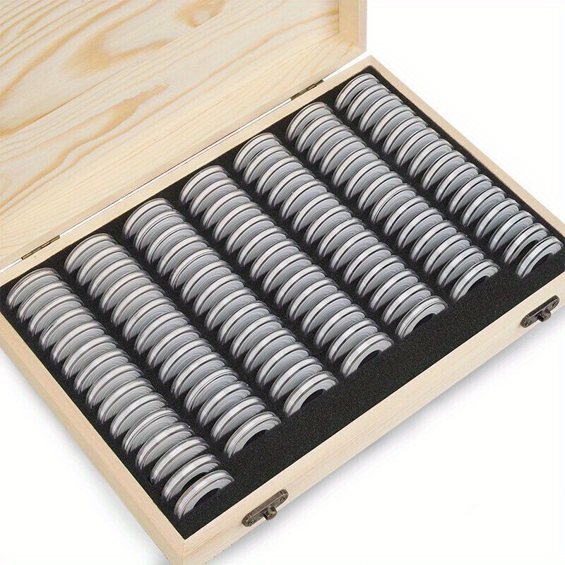 TEMU 100pcs Commemorative Coin Storage Box Adjustable Design 100pcs Coin Collection Case