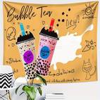 1pc bubble tea canvas print wall art vibrant new arrival design with cute cats hearts horizontal beige fabric poster for room bedroom office decor no installation required decor fun aesthetic soft texture gift party backdrop interior designers