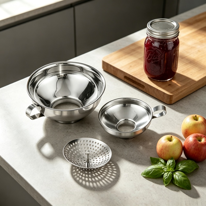 TEMU Set Of 3 Canning Funnel Of Filling With Strainer, Stainless Steel Material Wide Mouth Funnel For Filling Mason Jars, Food Grade Kit For Large