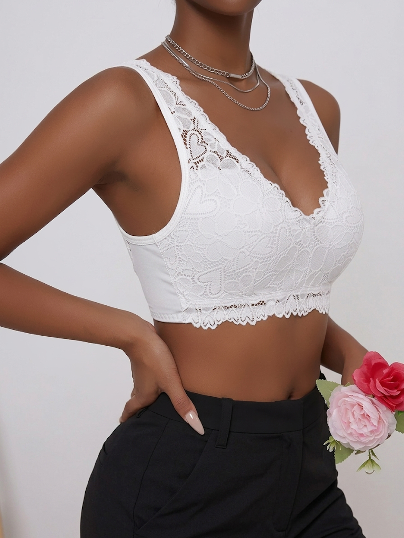 4pcs Solid Color Casual Sports Bras Set, No Padding
