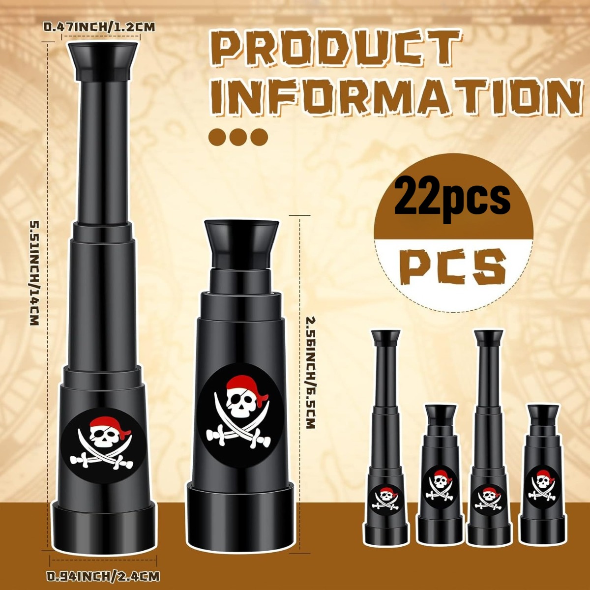 22pcs Mini Pirate Telescope Plastic Folding Set