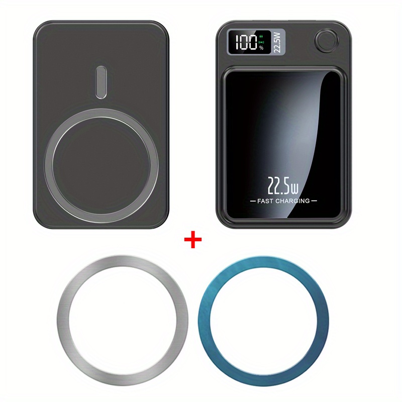 TEMU Banque de charge fil à absorption magnétique 10000 milliampères 22.5W/PD20W, compatible avec les téléphones Apple 15pro/14max/13/12 et Android