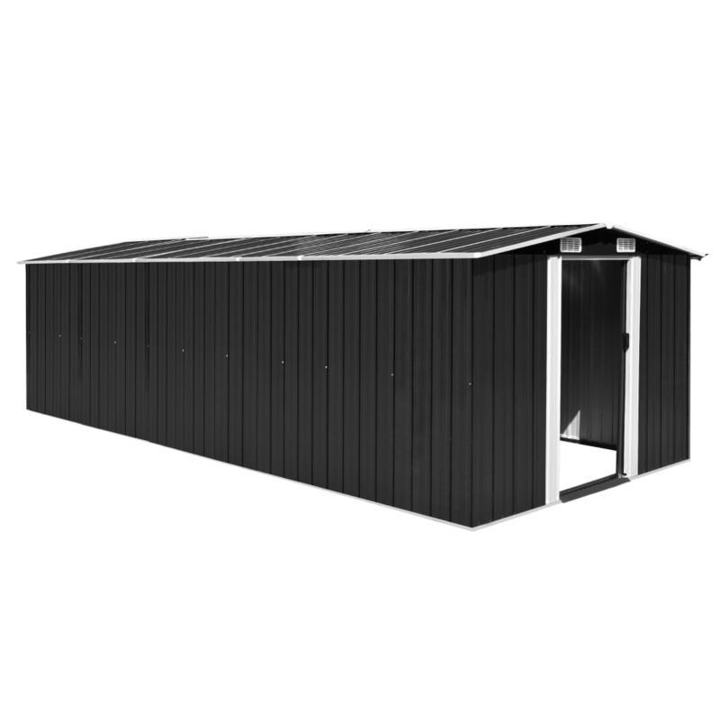 TEMU Non-permanent, Removable Garden Shed 257x580x181cm Metallic Charcoal Gardening, Pool Supplies And Garden Tools Outside, Garden Houses