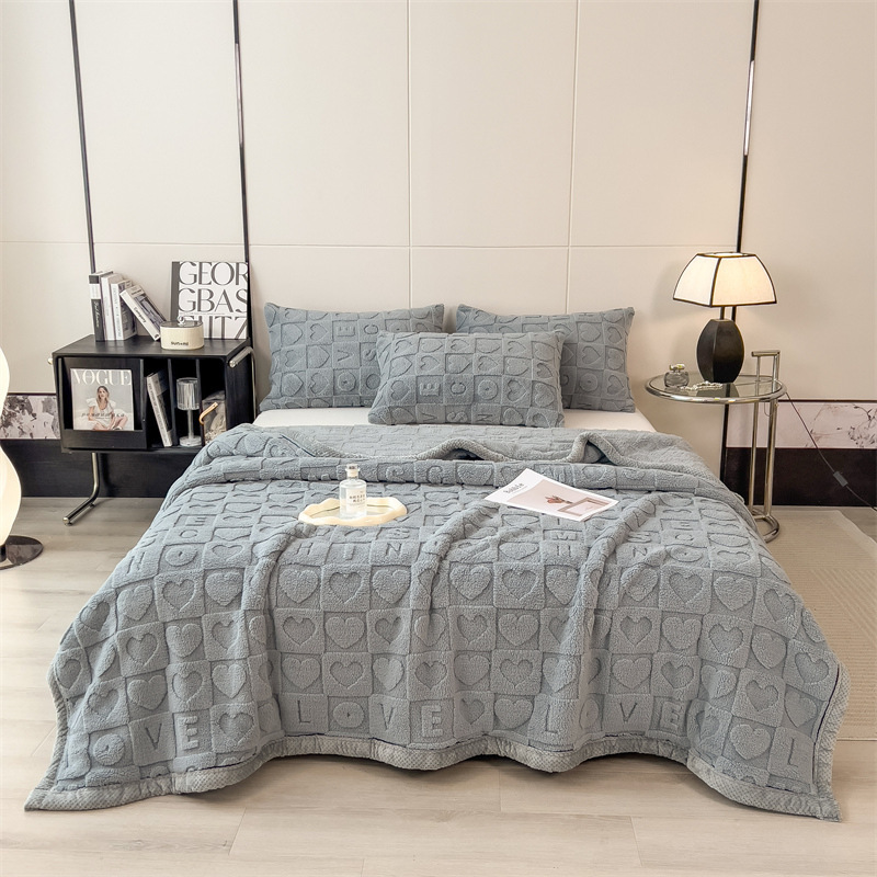 1pc contemporary thickened fleece knit blanket 250 300gsm polyester ultrasonic embossed machine washable     cover bedding office nap throw home decor for bedroom sofa outdoor camping back to school christmas new year Product details 3