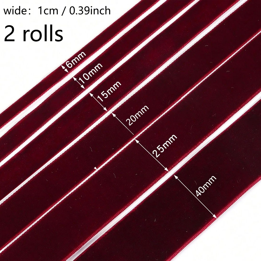 TEMU Cinta de terciopelo de color borgoña de una cara CISILY de 10 yardas (914.4 cm) adecuada para decoraciones de , envoltura de árboles de Navidad,