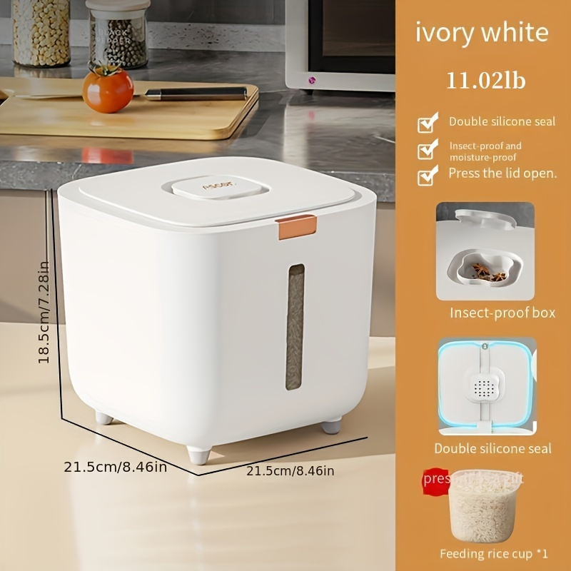 

Rice Bucket Household Insect-proof And Moisture-proof Sealed Food-grade Rice Bucket Flour High-end Storage Rice Storage Box