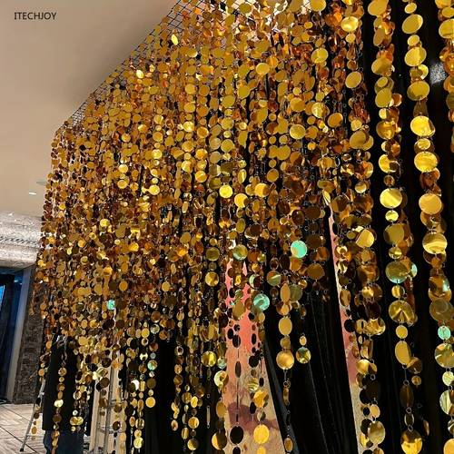 4 panel golden glitter sequin backdrop with 4m 157 48in hanging decoration shiny pvc sequins suitable for weddings christmas party partitions wedding porch decorations and festive celebrations plastic sequin event decor an