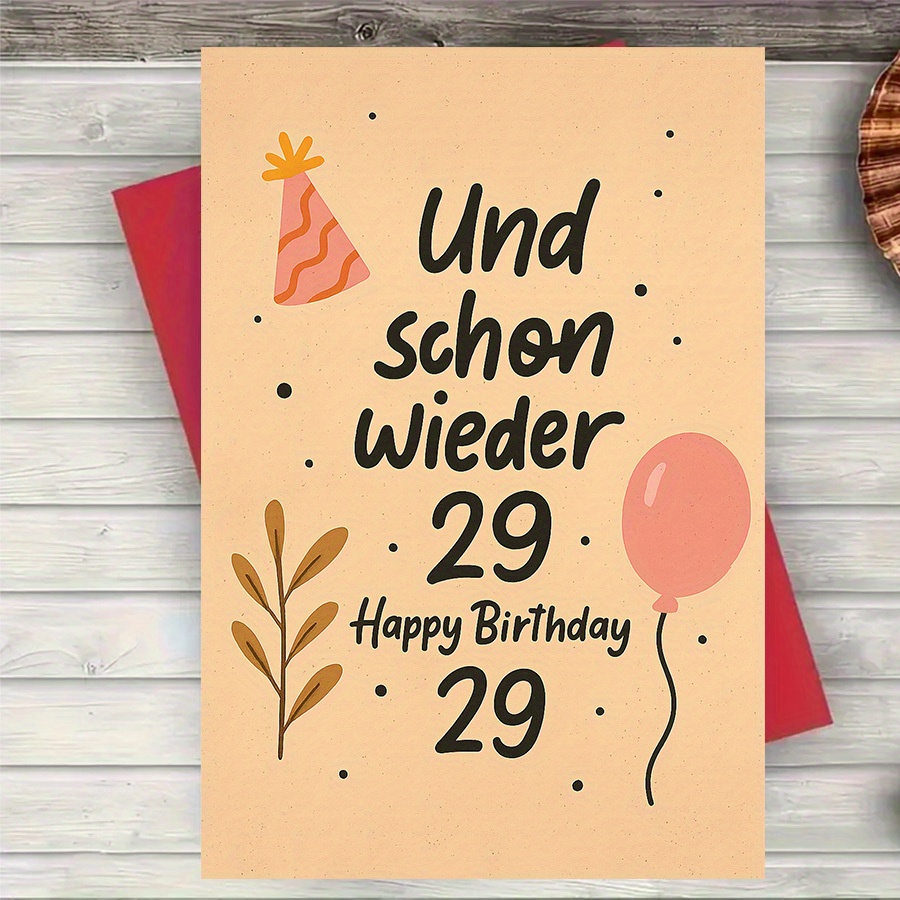 E-shop 1 Stück Lustige 29. Geburtstagskarte – Witziges Geschenk für Frauen & Männer, Partyhut-Design als Scherzgeschenk – Deko-Geschenk zum 29.