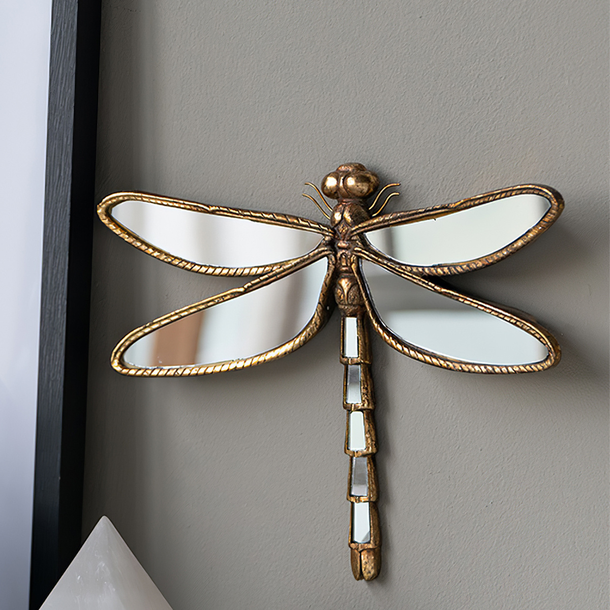 

Artistic Charm, Elegant Wall Decor, 9.76x12.51 Inches - Resin With Translucent Wings And Body, Artistic Mirror-embellished Room Or Party Decoration, Ideal Collectible For Animal Enthusiasts, Decor