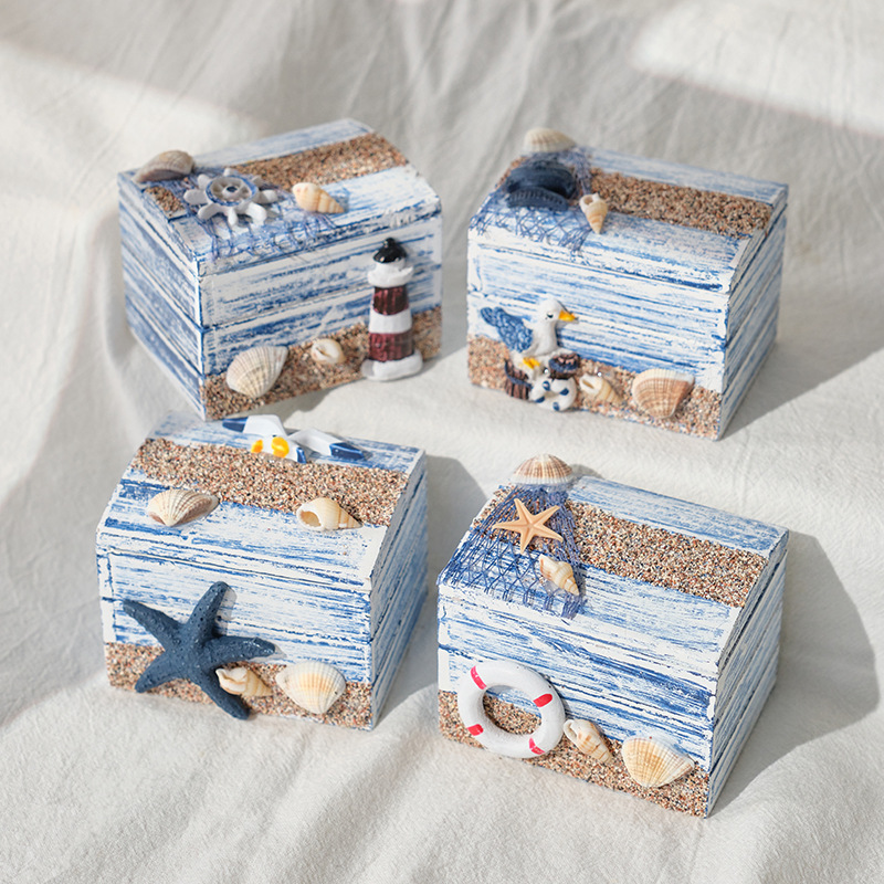 4pcs Mediterranean Wooden Storage Box For Jewellery Organiser Unique Hand-made Small Wooden Box For Candy Jewellery, Jewelry Boxes