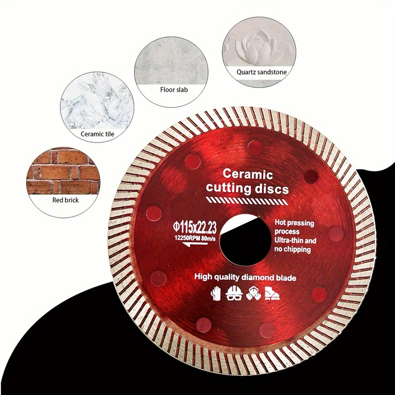 Image of 1pc Turbo Diamond Saw Blade, 4.5 Inches/ 115 Mm - 540 Rpm Blade For Porcelain, Ceramic, Granite, Marble, And Brick - Professional Tile Cutting Blade, Tile Cutting | Turbo Diamond Design