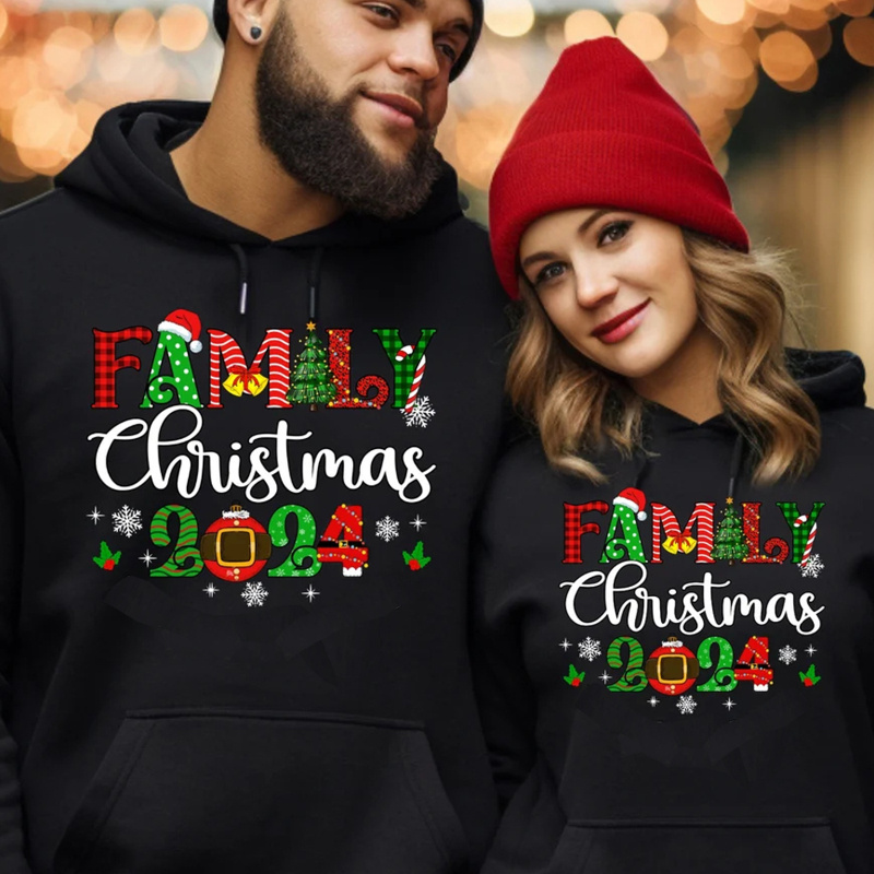 

Family Christmas 2024 Matching Hoodies - Funny & Cozy Polyester Sweatshirts For Couples, Perfect Gift