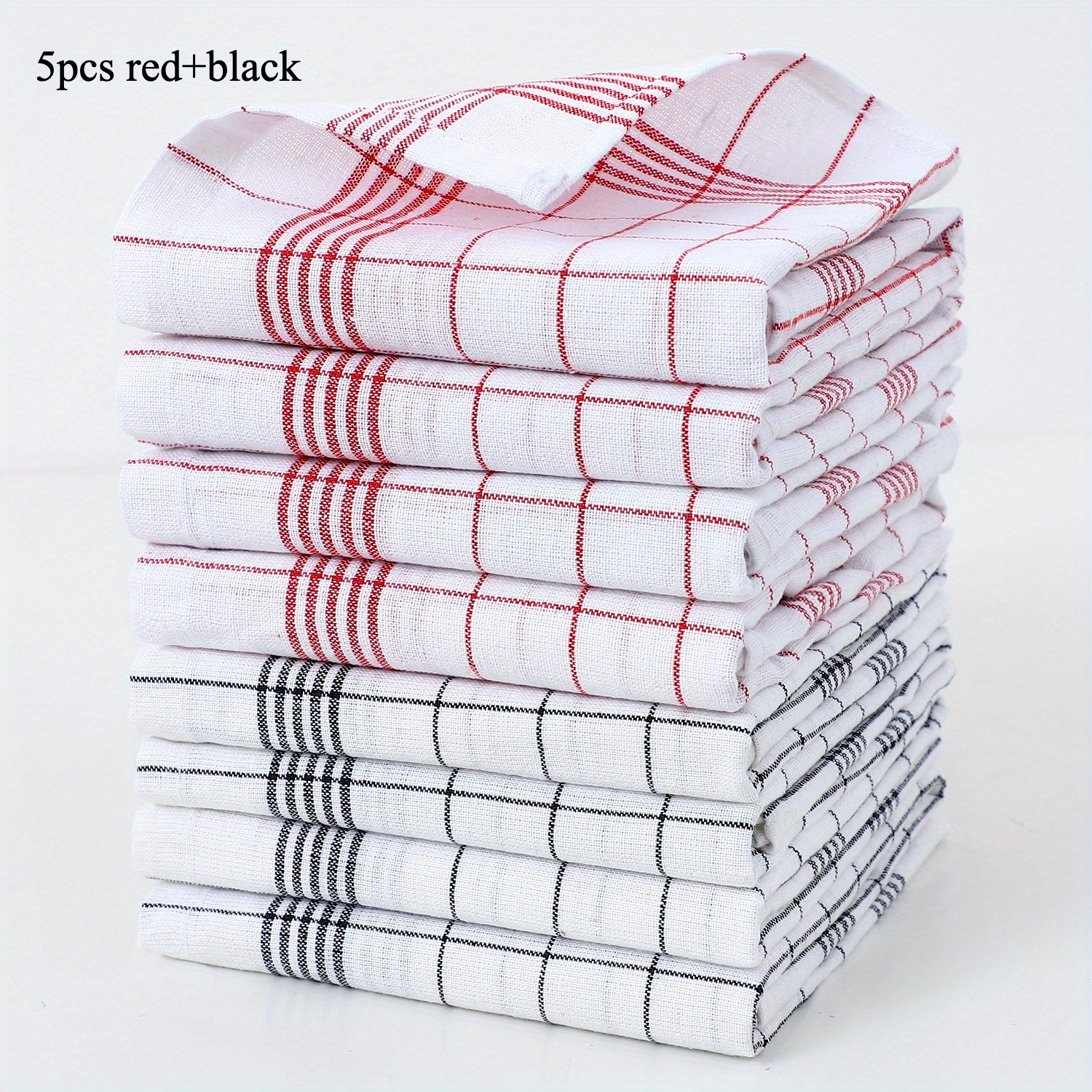 5-pcs Dish Cloths, Commercial Cleaning Cloths, Kitchen Tea Towels, Soft Tea Towels, Grid Kitchen Towels, Reusable Napkins, Kitchen Supplies Cleaning Tools, Colors Random