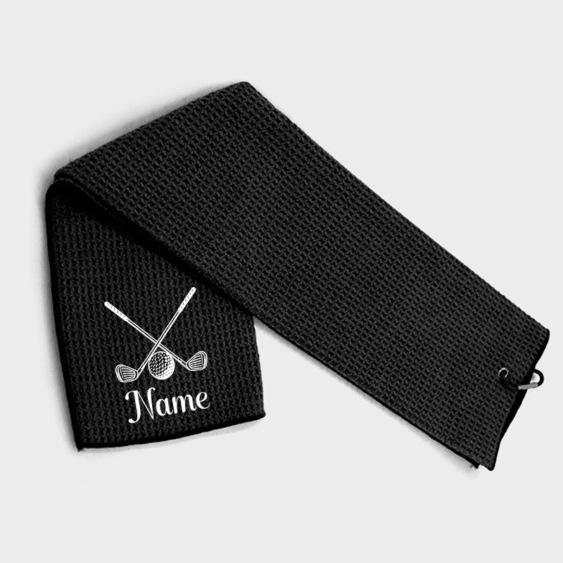 TEMU Custom Name Pattern Golf Club Towel - Custom Engraved/printed Golf Pattern, High-quality Durable Fabric, Mixed Colors - Ideal Gift For Father,