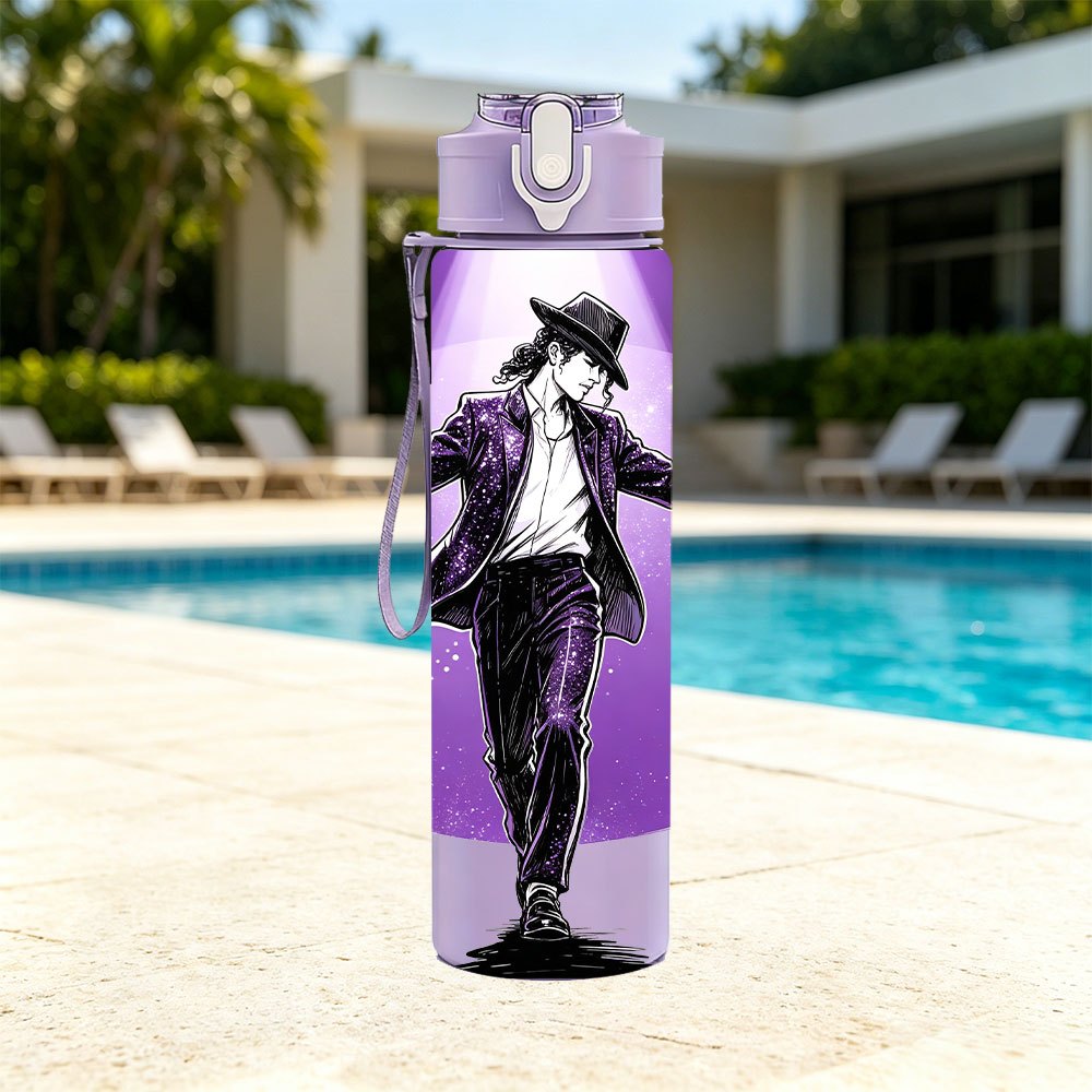 TEMU 1pc Yellow Suit Dancing For Man Character Print, 750ml/26oz Colorful Plastic Sports Water Bottle, Pop-up Lid, Large Capacity Reusable, Suitable