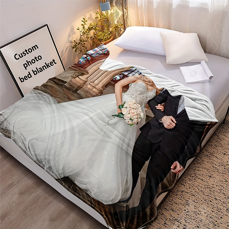 Personalized Photo Bed Cover/Nap Blanket, Custom Gift