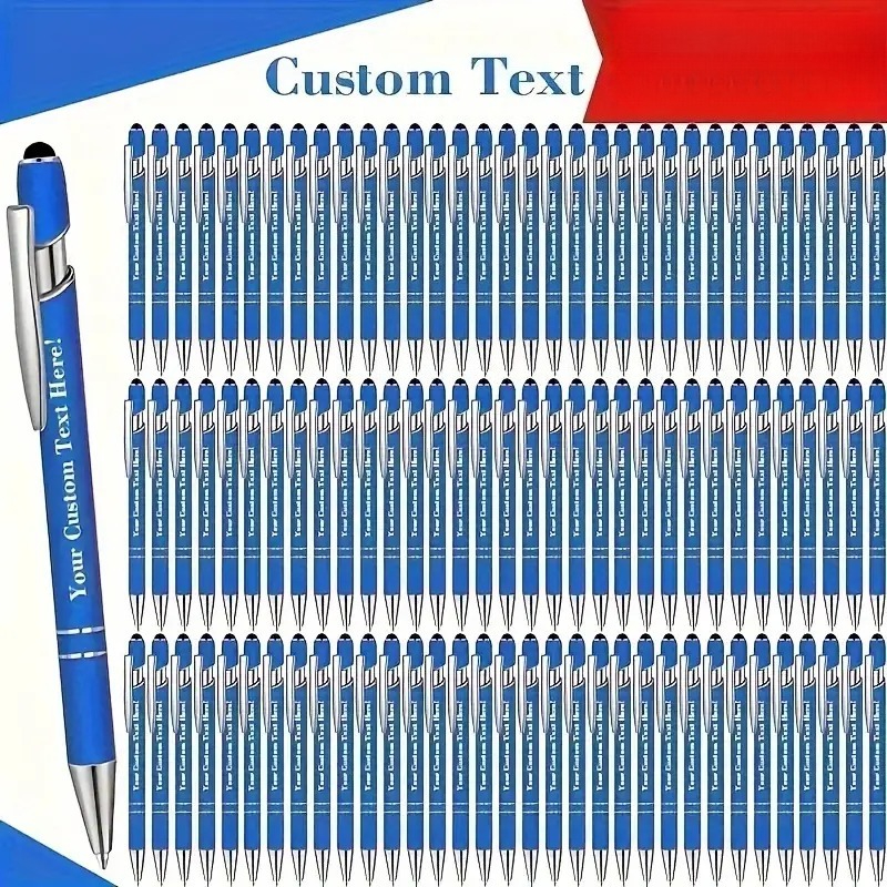 Image of 66/116/220pcs Multicolor Metal Ballpoint Pen Set, Laser Engraved Custom Letters And - Multifunctional Writing Pen, Personalized Text Design, Lightweight And Durable, Smooth Writing