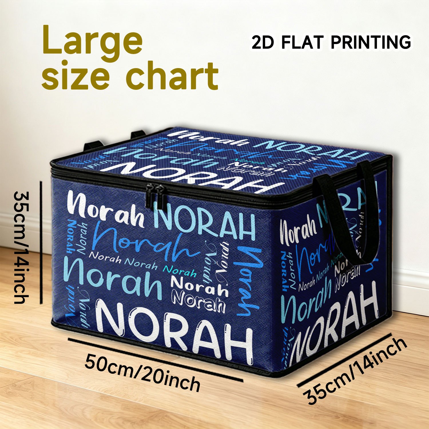 TEMU 1pc Foldable Zipper Storage Box | Custom Name Full-print Large Capacity Storage Container, Personalized 2d Customizable And Pattern Information