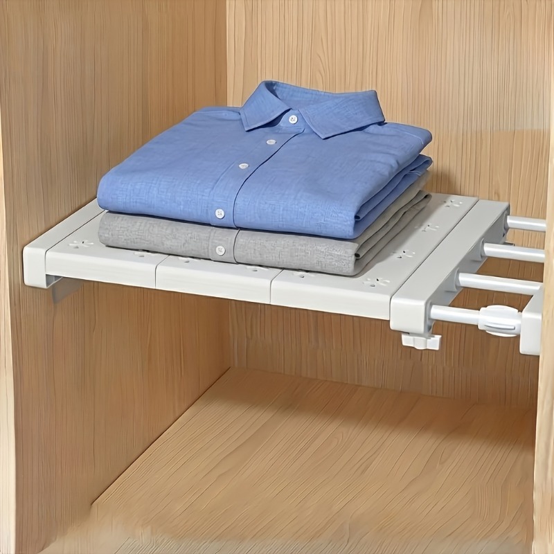 large 3 in 1 2pcs invisible   pads 1pc shelf adjustable carbon fibre storage rack with no drilling required space saving telescopic shelving unit ideal for organising wardrobes kitchens bedrooms
