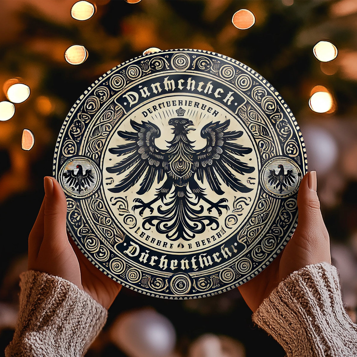 

Vintage German Eagle Aluminum Wall Art - 8x8 Inch Round Metal Sign For Decor, Indoor/outdoor Plaque For Living Room, Bar, Cafe, Metal Wall Art Decor