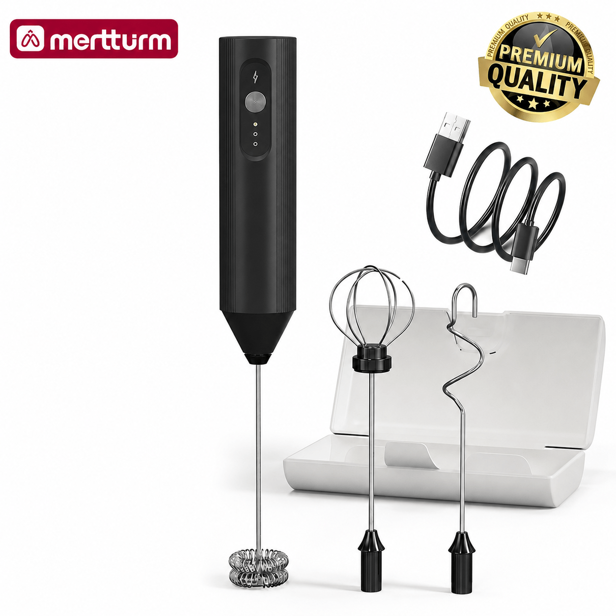 TEMU Frullatore per Latte Multiuso a Ricarica | Regolazione a 3 Velocit� + 3 Accessori per , Custodia, Ricarica Portatile USB-C, Frullatore Elettrico
