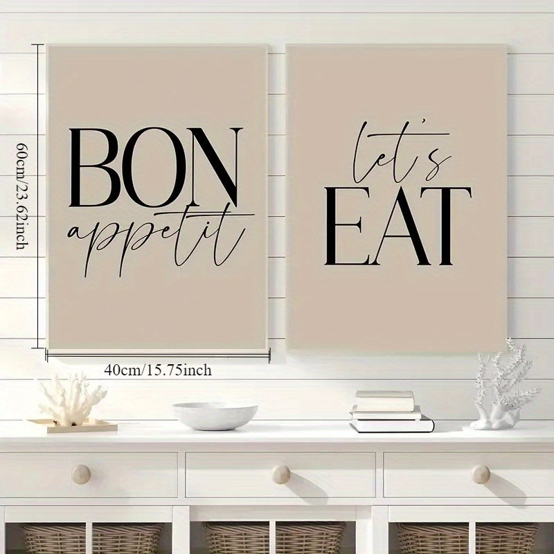 E-shop 2D-Flach, Zwei klassische moderne rahmenlose Leinwand-Kunstdrucke dekorativer Kunst – Poster mit den berühmten Sprüchen „Guten “ „Lass uns