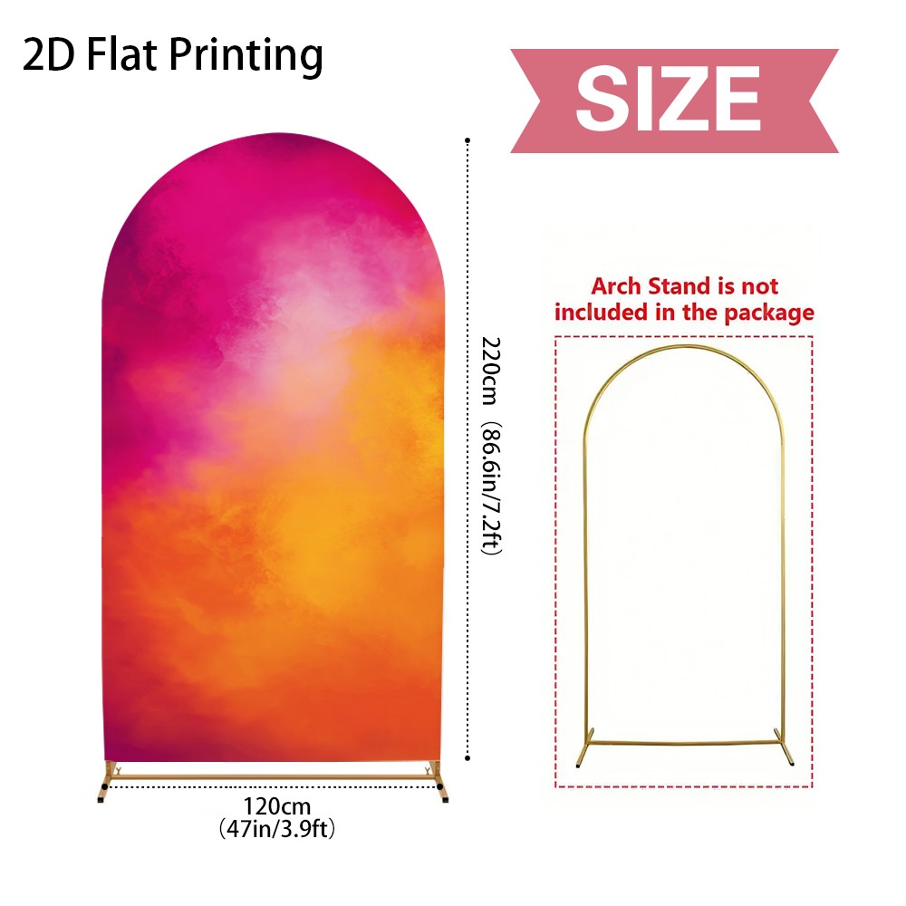 TEMU 2D Plat, 2D Plat - 2D Plat, 2D Plat - 1pc 2D Plat Élastique Arrière-plan – Fibre de Polyester avec Holi Festival Rose Orange *Impression, Idéal