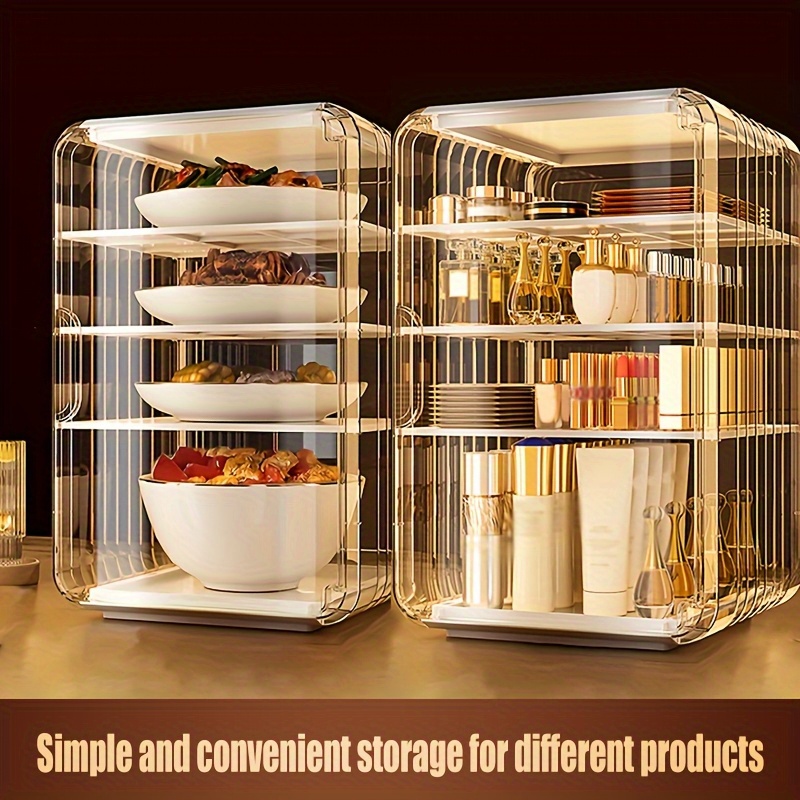 Multi-Layer Transparent Storage Rack with Dust-Proof & High Quality Design - Durable PP Plastic Organizer for Kitchen, Bathroom, Office - Clear Multi-Compartment Shelves for Utensils, Bottles, Snacks, Home Organization, Sturdy Construction, Home Organizers