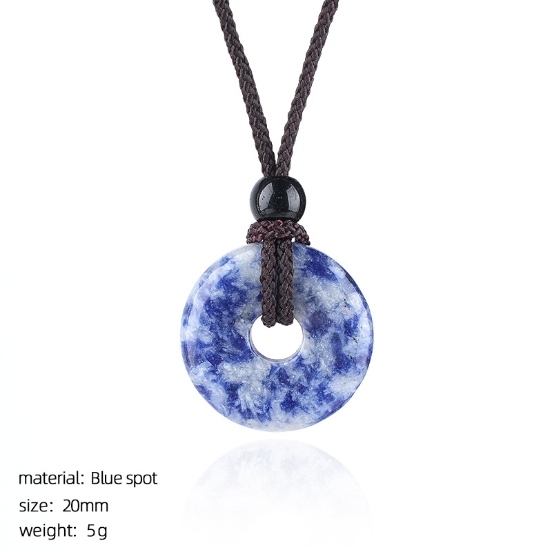 Natural Stone Carved Chinese Safety Knot Pendant Necklace