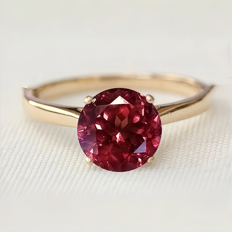 TEMU Classic, Fashionable, And Elegant Women's Ring Set With A Red Round Synthetic Zirconia. Engagement, Wedding, Party, . Holiday Gift