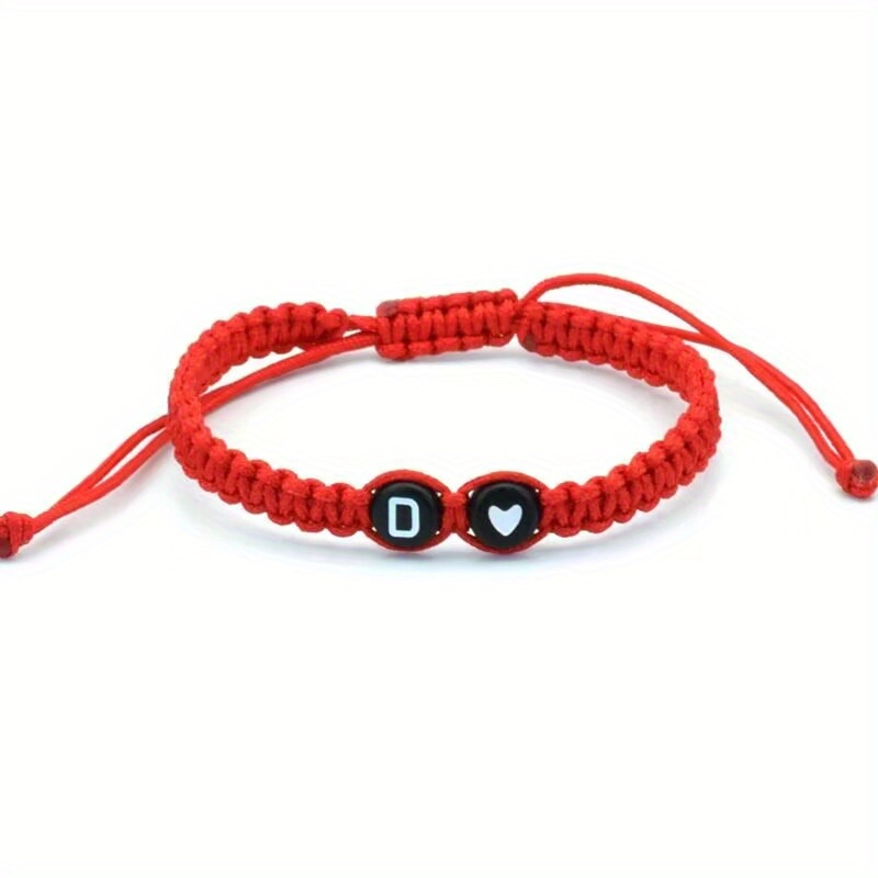 Adjustable Braided Couple Bracelet Heart Letter Charms Red Rope