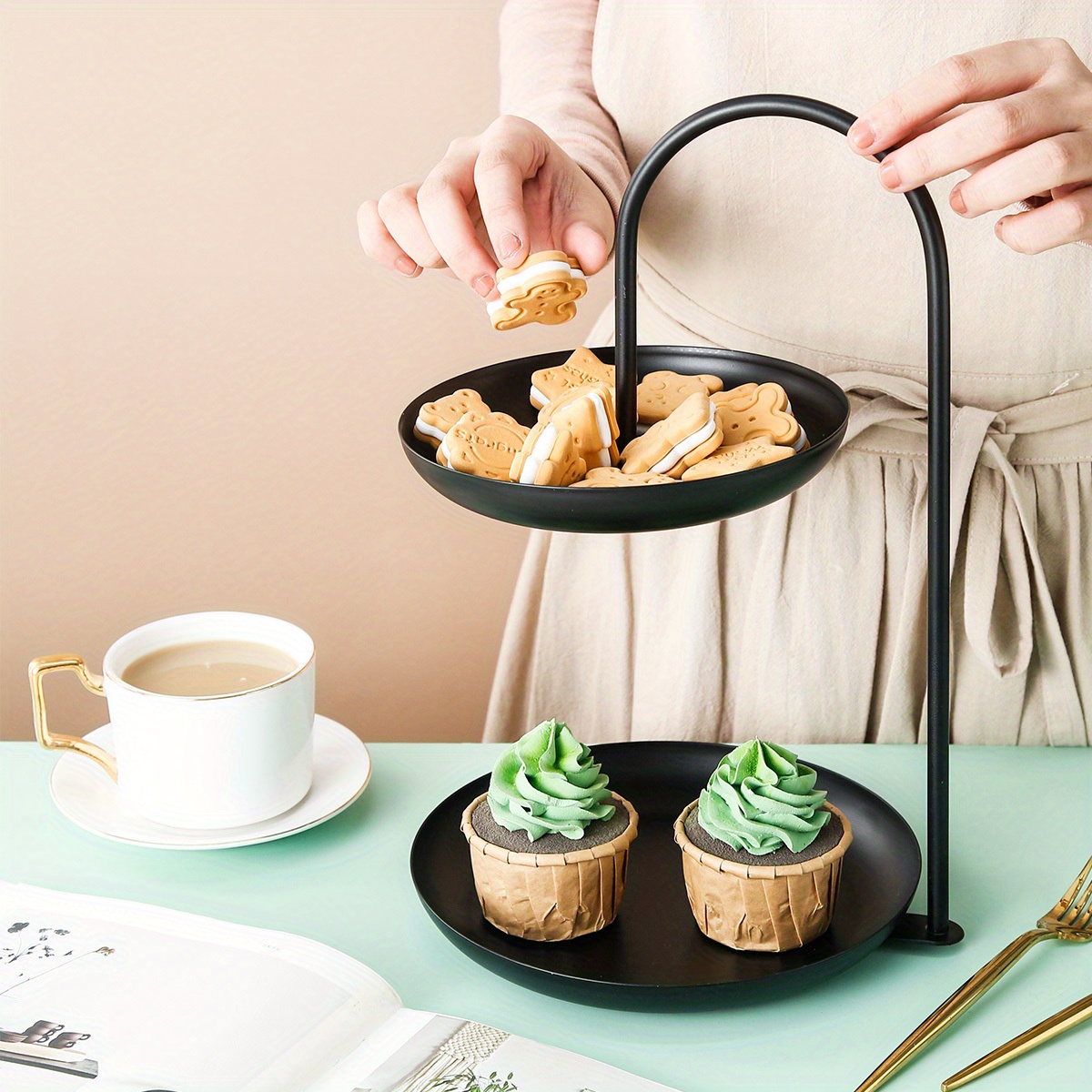 TEMU 1pc Ironwork Tray, Multi-functional Storage Tray For Household Kitchen, Dining Room And Living Room, Zero-, Inventory Center, Cake Tray, Tray,