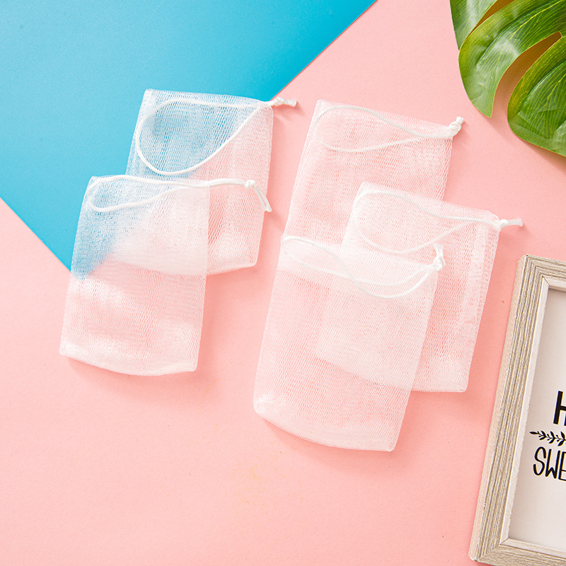 Image of 15pcs, Exfoliating Mesh Soap Bag, Foaming Cleansing Drawstring Storage Bag, Foaming Net Foaming Mesh Bag, Face Washing And Bath Soap Cleansing, , Reusable, Suitable For Travel And Home Use