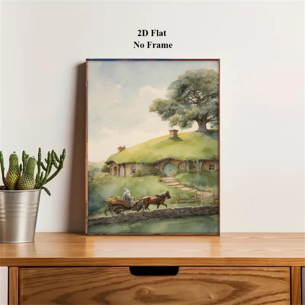 TEMU 2d Flat, 2d Flat, 1pc Unframed 2d Flat Posters And Prints The Canvas Painting Middle-earth The Wall Art Living Room Bedroom Bar Decoration