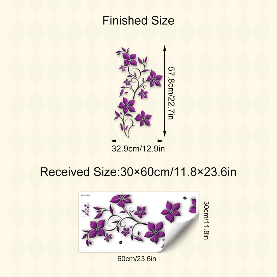 Floral Wall Decals - Removable Botanical Vine Stickers For Decorating Bathrooms, Bedrooms, And Home Walls