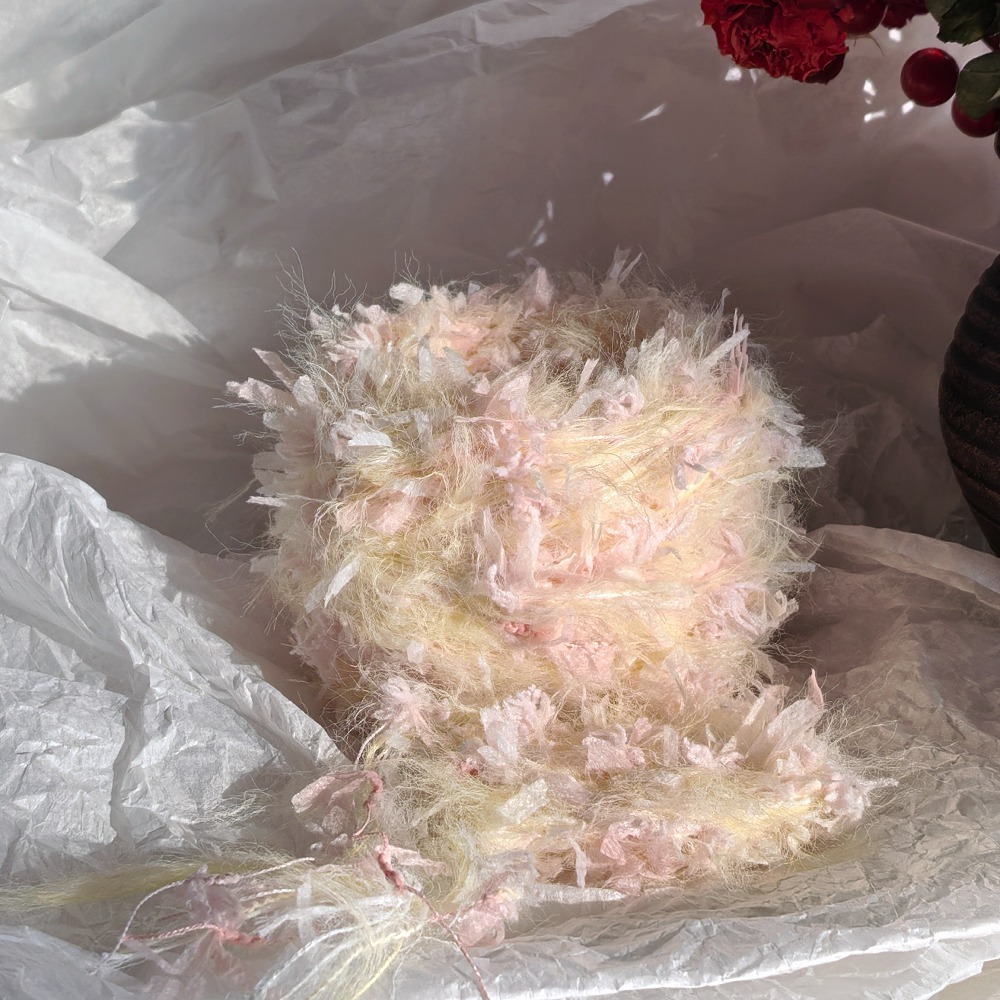 E-shop 50G pro Stück Pfirsichcreme-Garn, handgemischt zum Stricken, mit bunten Blumenfäden zum handgemachten Häkeln, geeignet für Sticknadel-Weben,