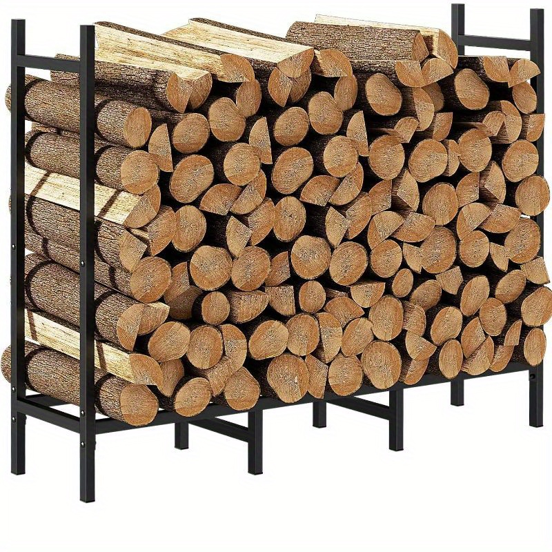 

4ft Firewood Rack - Adjustable & Heavy-duty Metal Storage Stand For Indoor/outdoor Use, Rustproof Powder-coated