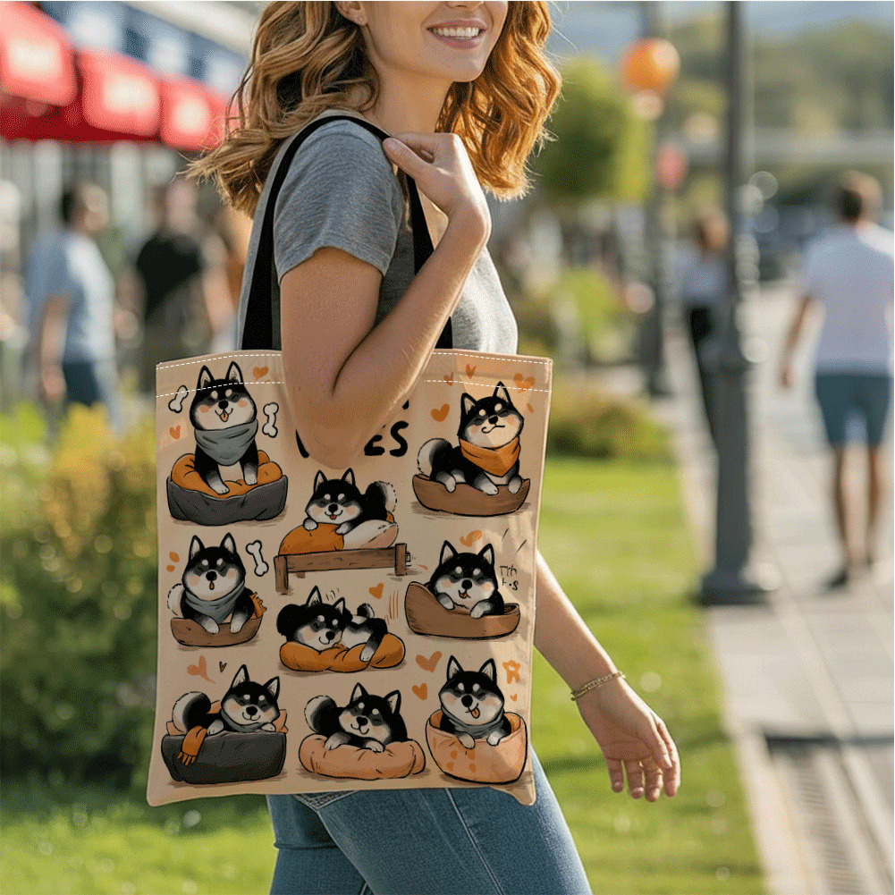 TEMU 柴犬トートバッグ 普段の買い物やギフトに最適 - かわいい柴犬プリント 固定ショルラップ付き 丈夫なバッグ 、クリスマス、誕生日プントに 柴犬がテーマ