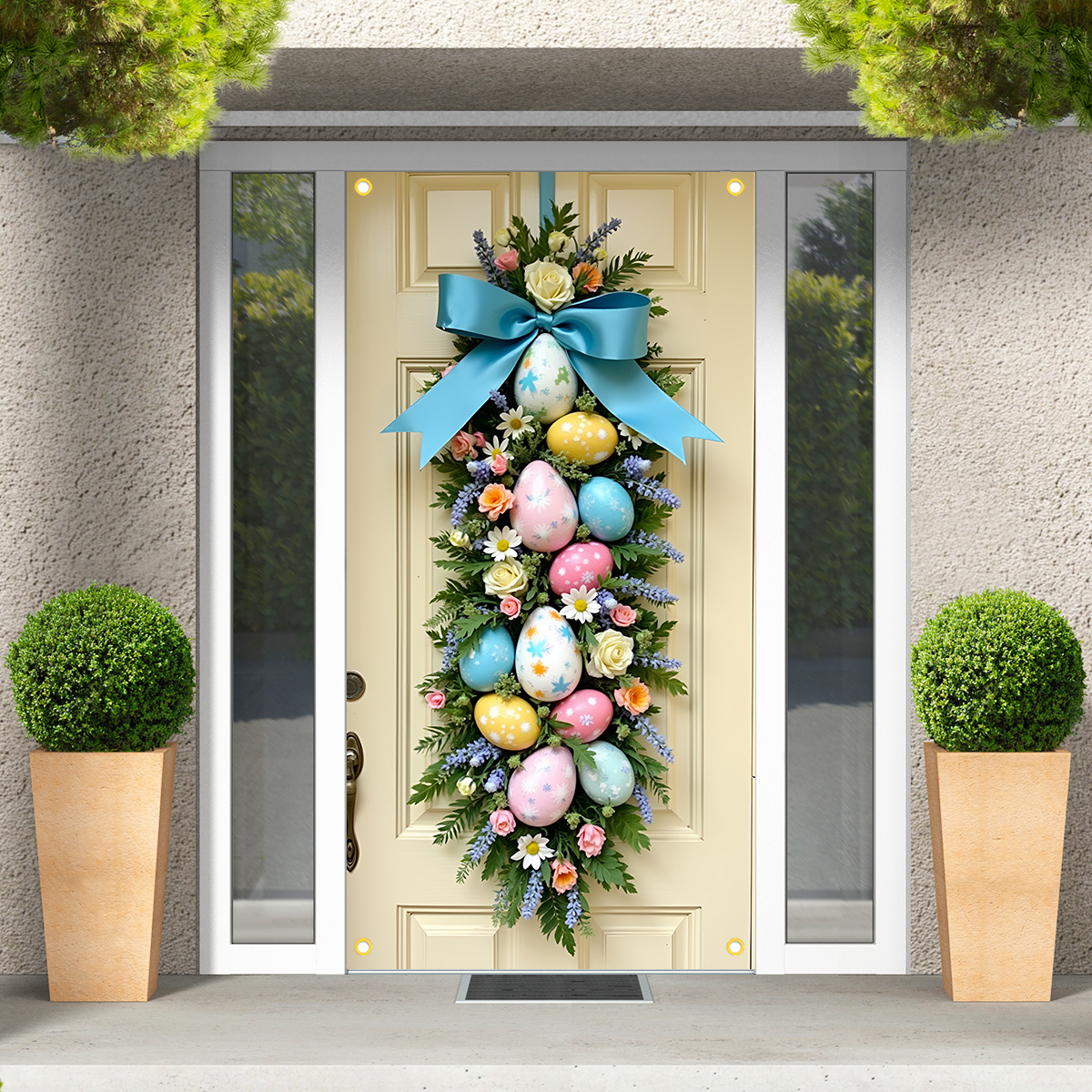 

2d Door Banner 1pc Drihanco Polyester Easter Door Wreath - Vertical Hanging Banner With Pastel Eggs And , Indoor/outdoor Decoration For Events & Party Supplies, No Electricity Needed