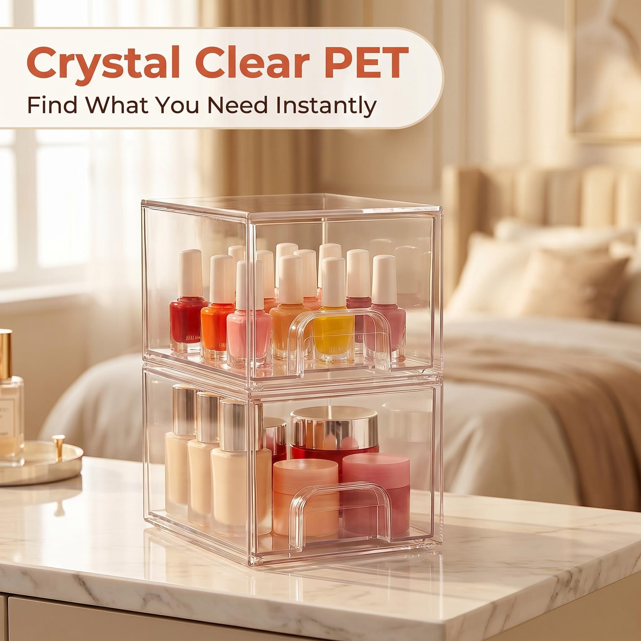 2/4 Drawer Plastic Storage Drawer Organizer, Clear Desk Drawer Storage Box, Non-slip Desktop Organizer For Office Desk Supplies Stationery, Storage Drawer Units