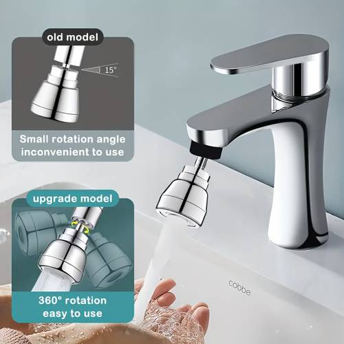 1pc Faucet Nozzle Piece | 360 Degree Rotating Water-Saving Aerator (Aeration/Spray/Water Saving) | Kitchen Sink Accessory - with Clip-On , No Electricity Required