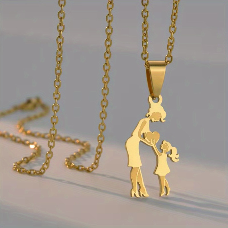 Image of A Unique Mother-daughter Vintage Pendant Necklace, A Mother-daughter Pendant Symbolizing Love, Happiness, And A Family Atmosphere, The Perfect Mother's Day Gift