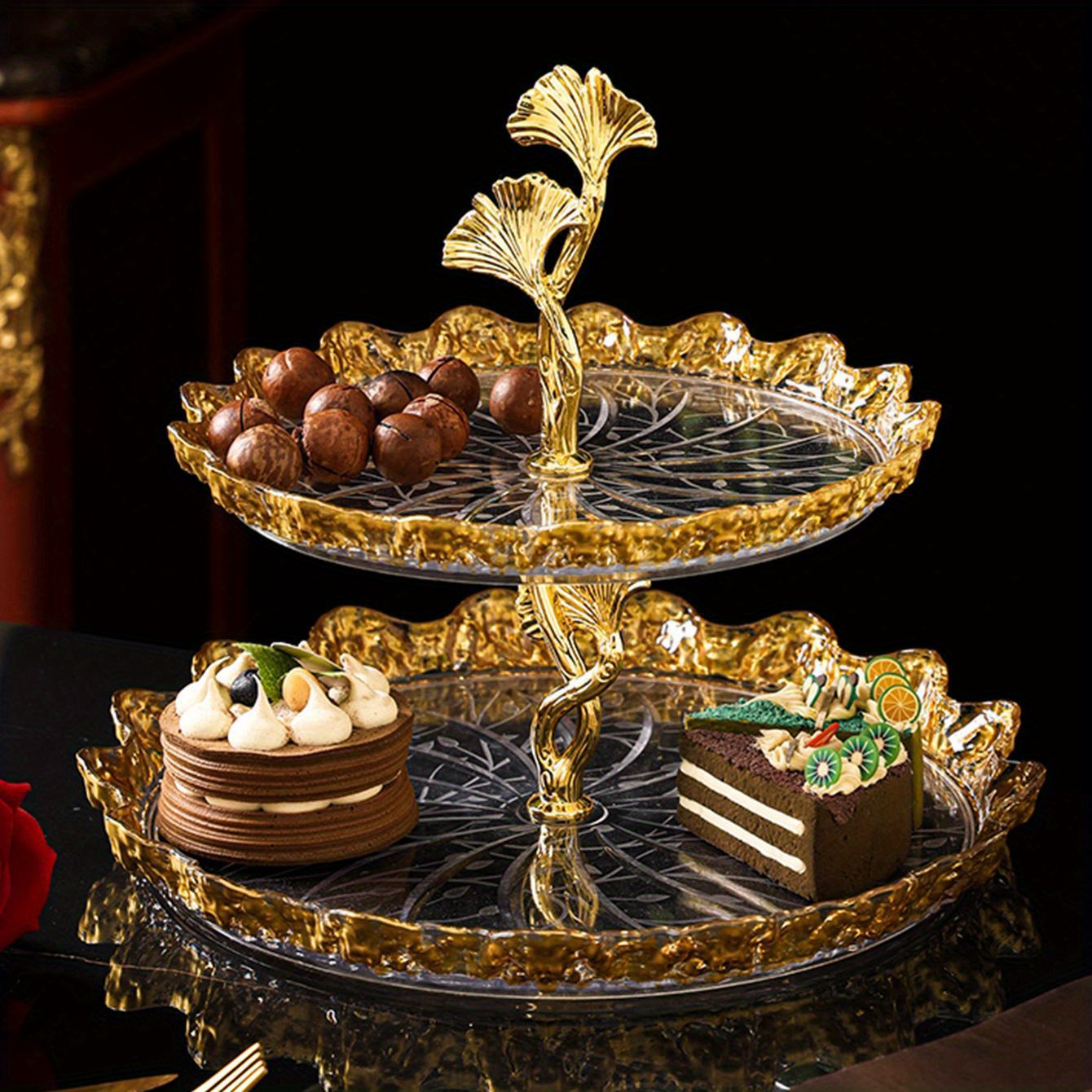 1pc plastic cake tray service tray, decorative tray Home breakfast tray suitable for family, party, restaurant, picnic wedding celebrations, party service tray