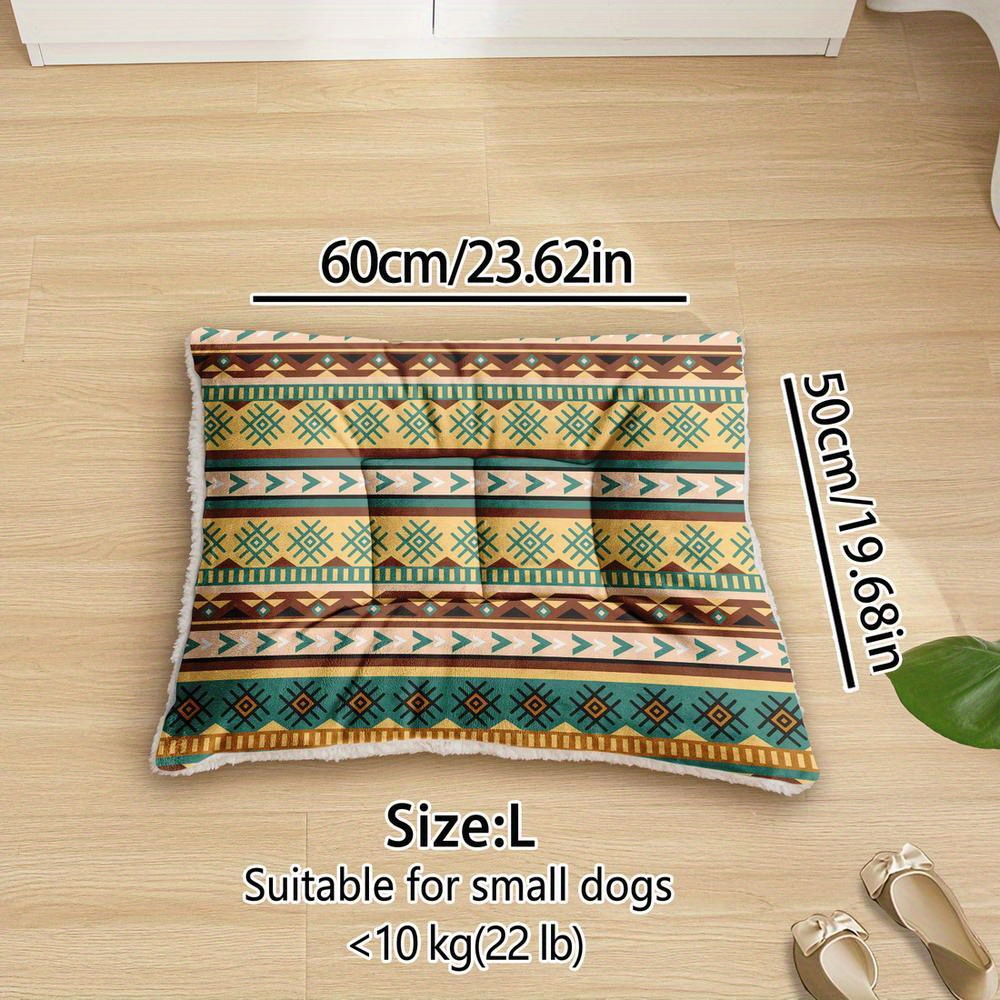 TEMU Oversized Plush Dog Bed Sofa, Retro Geometric Stripes Printing Dog Crate Pad, Machine Washable Dog Bed, Kennel Pad Mat, Suitable For Small Dogs,