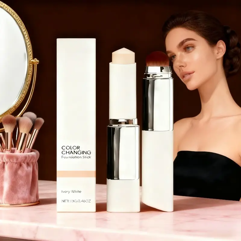 blanc cover cream stick 0 46oz ivory natural beige 2 in 1 color changing foundation stick moisturizing and concealing base makeup double ended with built in brush portable for everyday use quick touchup smooth Product details 4