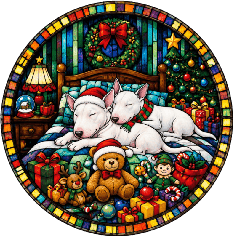 TEMU 2d Flat, 1pc 2d Flat Pattern, Christmas Window Cling Electrostatic Sticker, Window Decal, Glass Decal, Window Applique, Bull Terrier Christmas
