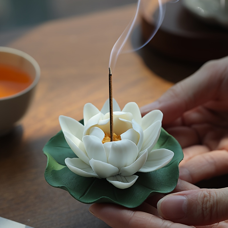 

1pc Handmade For Lotus Flower Incense Stick Holder, Art Ornament For Home, Office, Camping, Garden, Patio, Air Purifying, Meditation