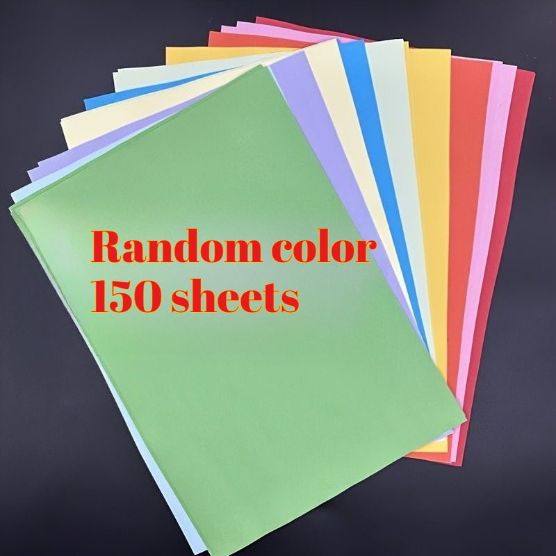 TEMU 150 feuilles de papier couleur A4 (couleur aléatoire), idéal pour l'artisanat et la création , convient pour les invitations, cadeau, découpé,