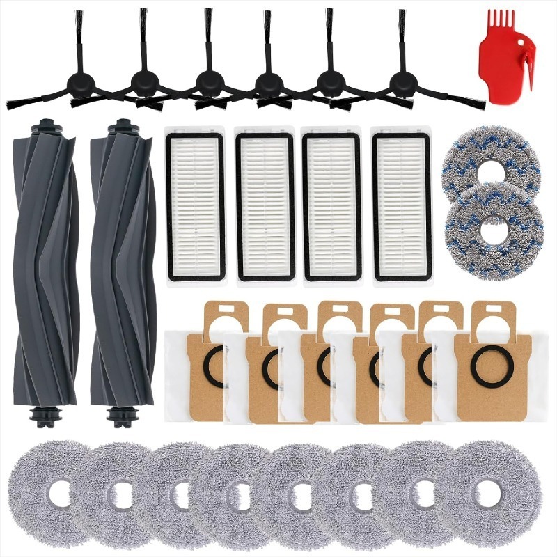 29pcs Replacement Parts For L30 Ultra/l20 Ultra Vacuum Cleaner Additions Kit, 2 Main Brush, 4 Hepa Filters, 10 Mop Pads, 6 Dust Bags, 6 Side Brushes, 1 Cleaning Brush